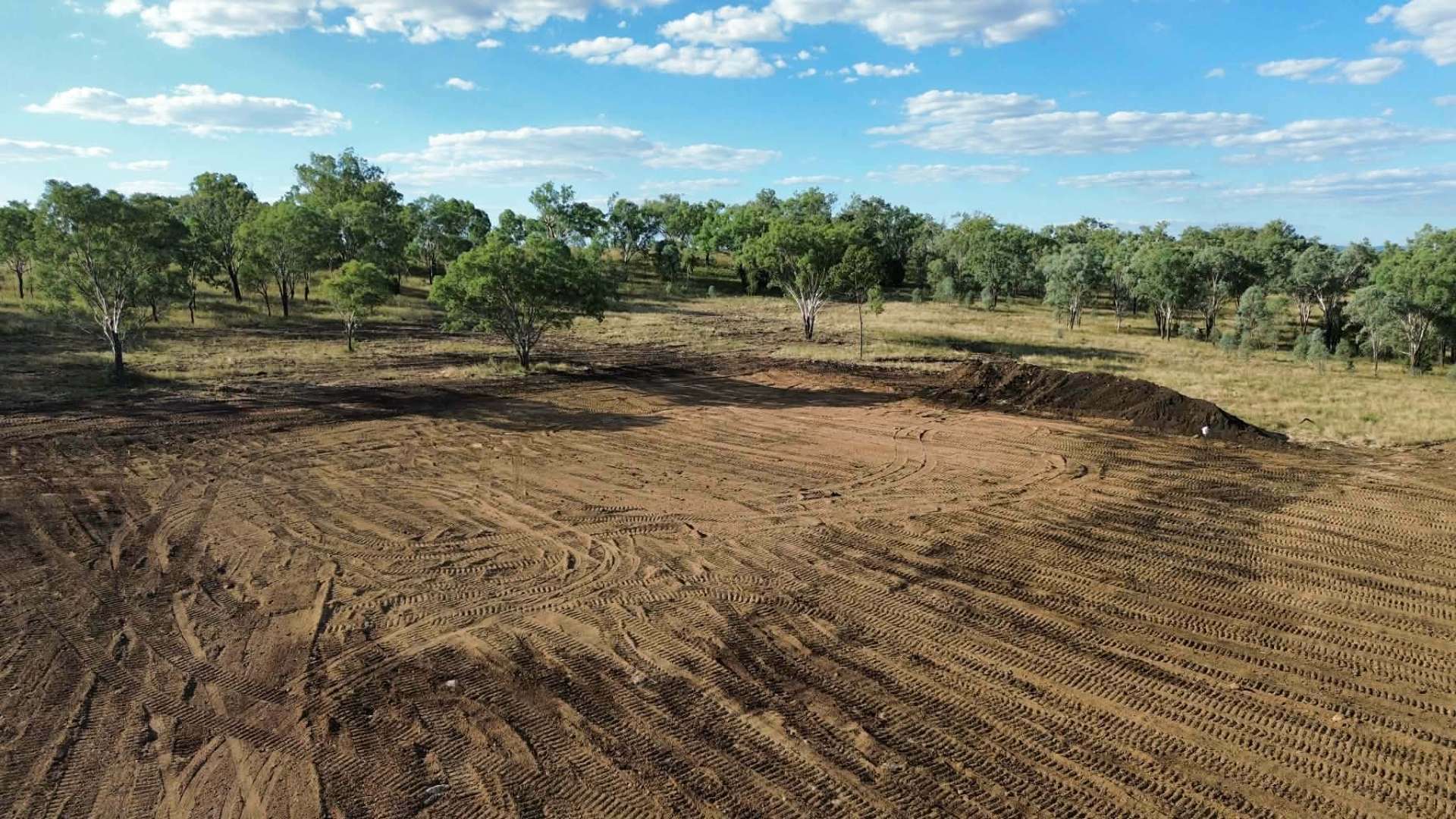 Aerial view of a freshly prepared lifestyle block on the Darling Downs