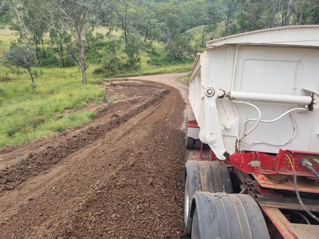 Western Star tipper carting material on a rural road